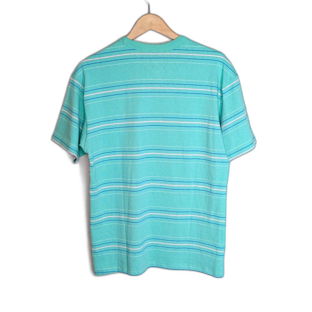Nike Tee Loose Fit T Shirt Men's Sz S Pink Logo Green Blue Stripe 100% Cotton - Picture 2 of 5